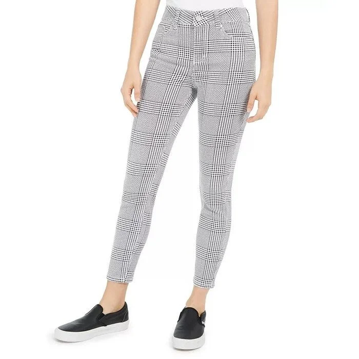 Indigo Rein Juniors' Houndstooth Ankle Jeans Black Size 9