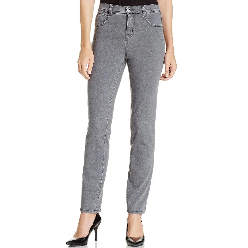 Style & Co Women's Tummy-Control Slim-Leg Jeans Gray Size 22W